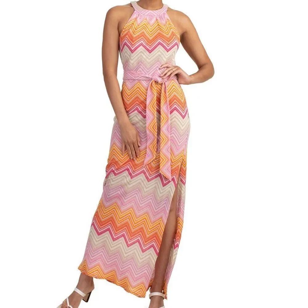 Trina Turk Speakeasy Maxi Dress Chevron Size 6 (F1)